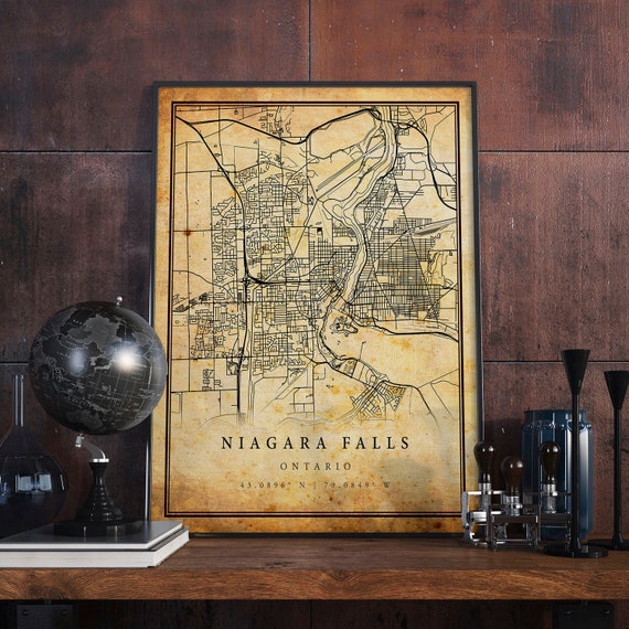 Niagara Falls Vintage Map Poster, Ontario Travel Print
