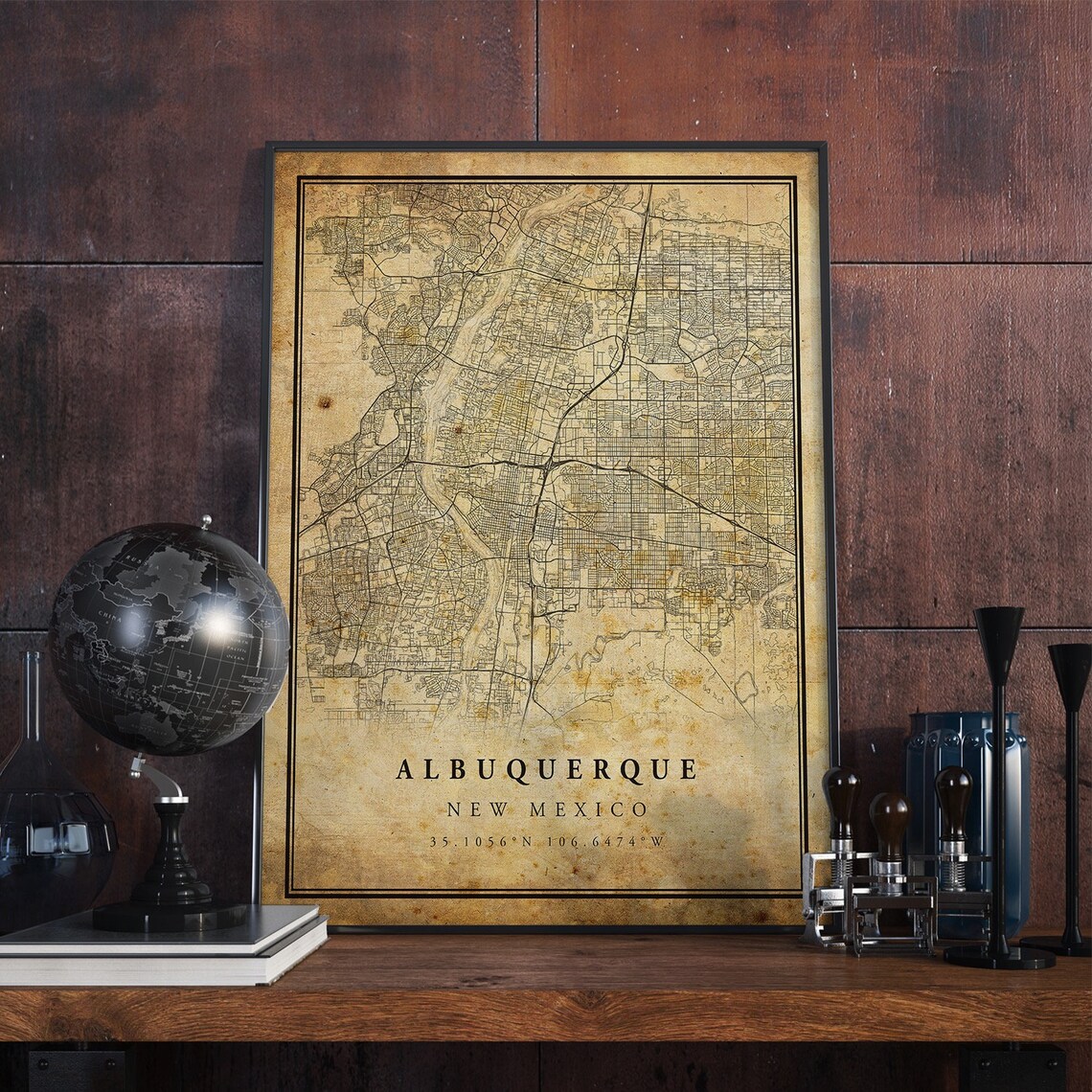 Albuquerque Vintage Map Poster, New Mexico Travel Poster