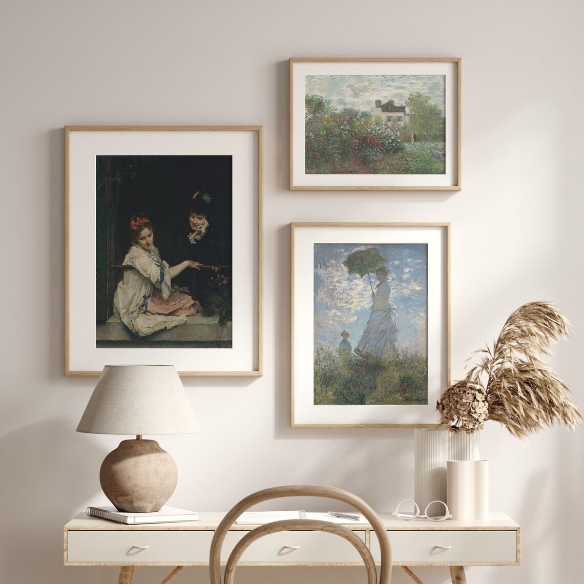 Vintage Woman Portrait White Dress Red Bow Antique Interior Scene Poster - Image 2