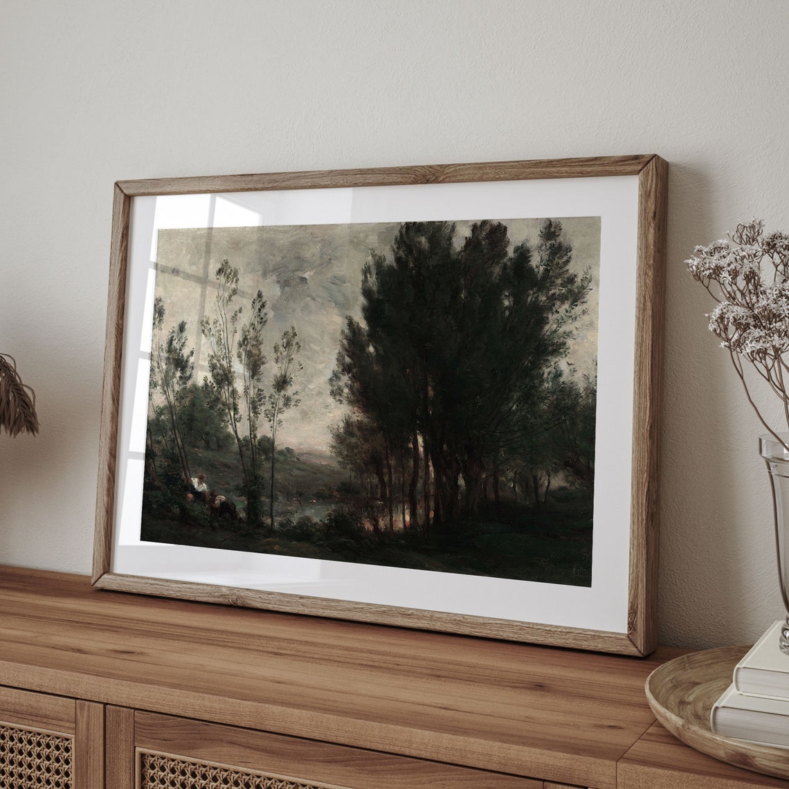 Moonlit Poplars River Vintage French Landscape Painting Poster - Image 4