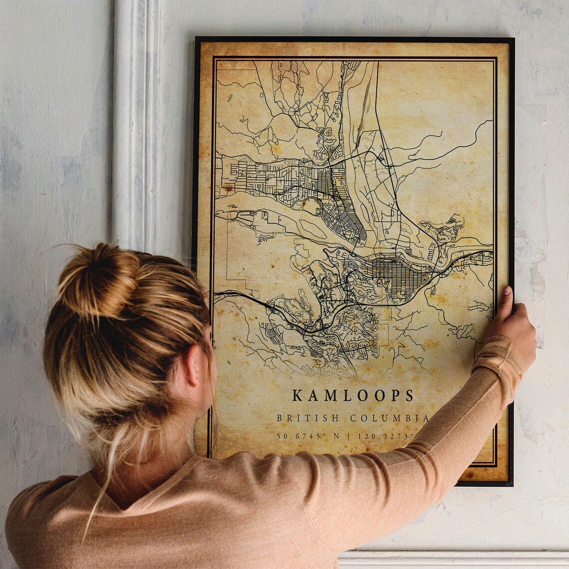 Kamloops Vintage Map Poster, Rustic British Columbia - Image 2
