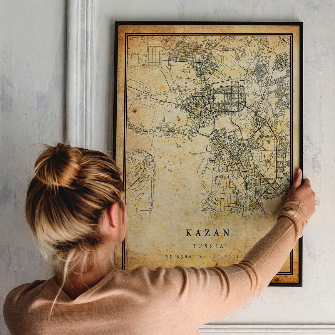 Kazan Russia Antique Street Map Vintage City Map Travel Poster - Image 2