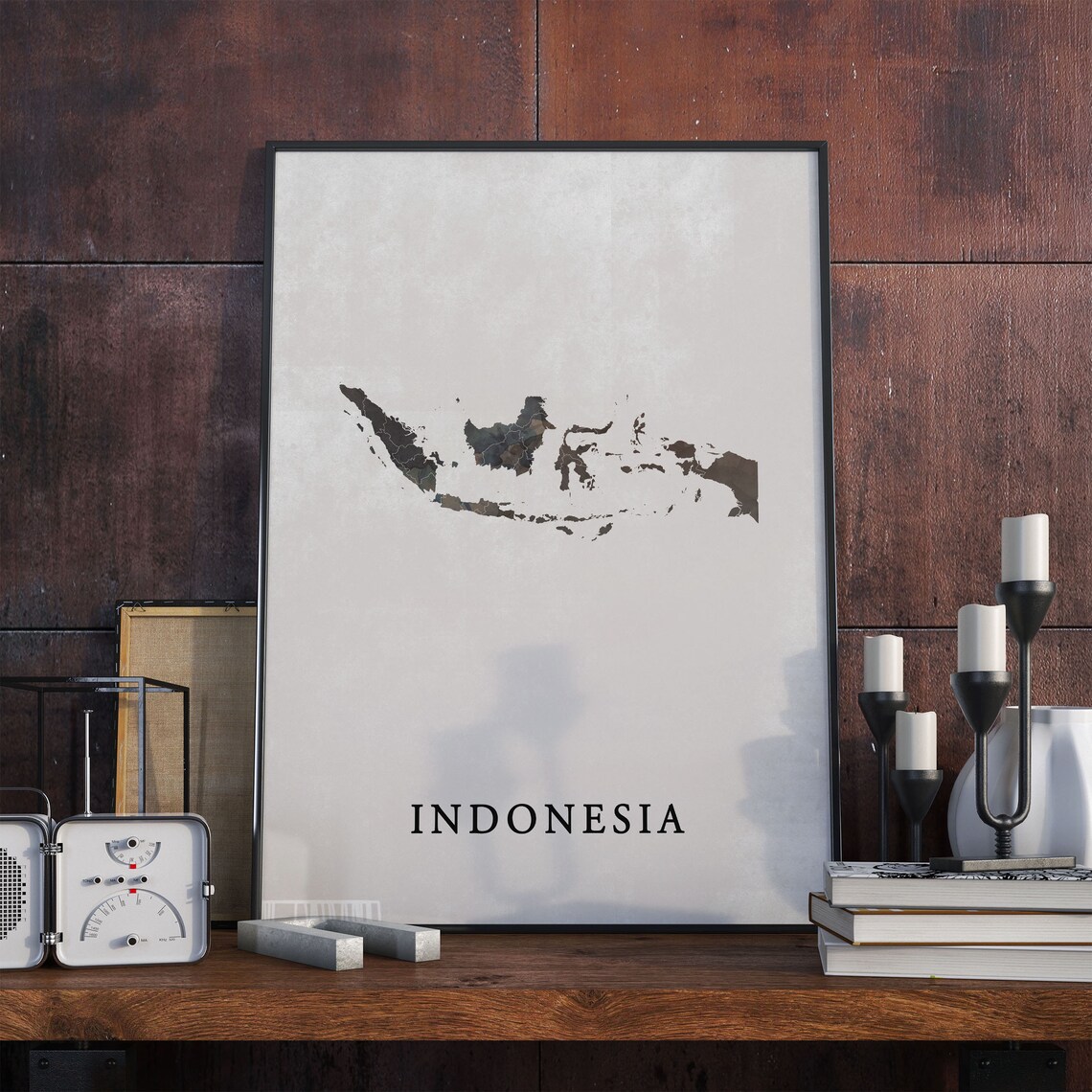 Indonesia Vintage Style Map Poster, Travel Poster