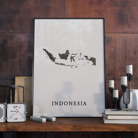 Indonesia Vintage Style Map Poster, Travel Poster