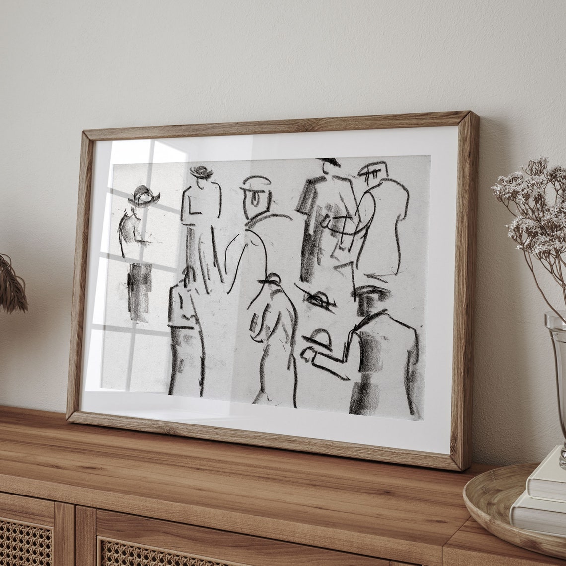 Gentlemen in Hats Antique Charcoal Figure Sketch Drawing Poster - Image 4