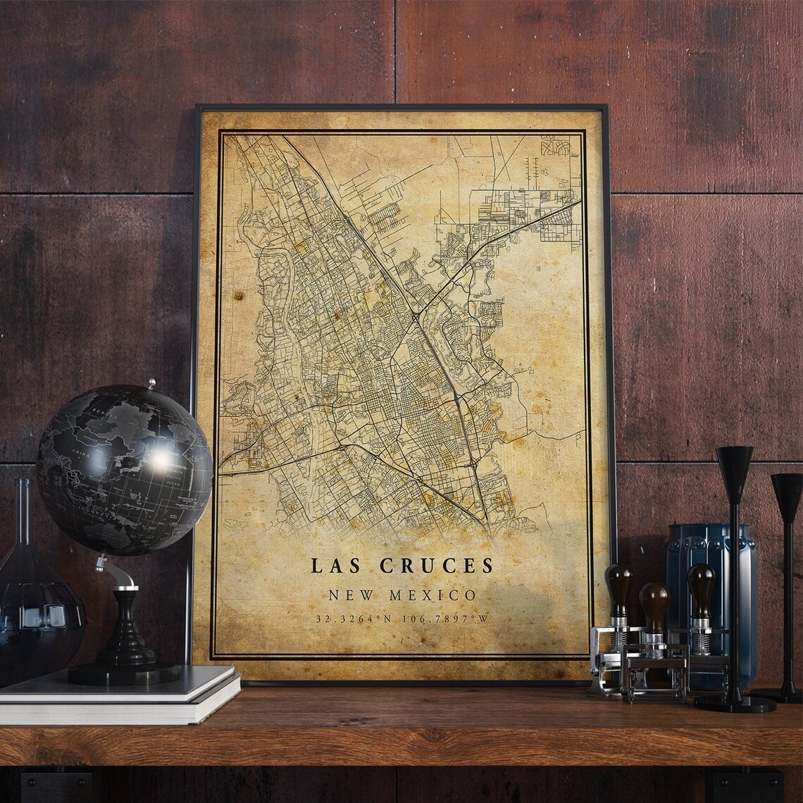 Las Cruces Vintage Map Poster, Rustic New Mexico Map