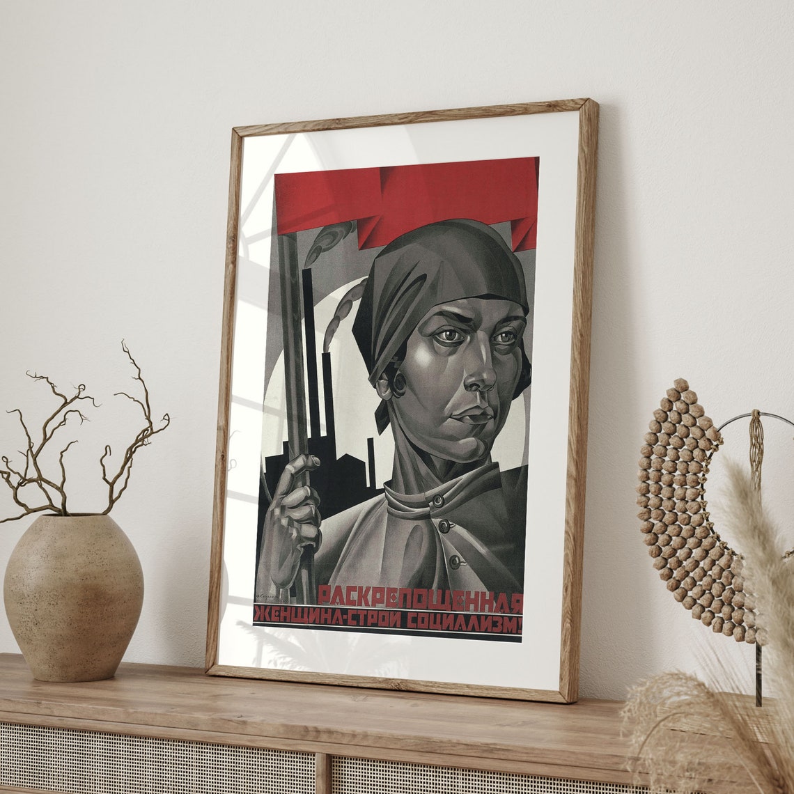 Emancipated Woman Soviet Constructivist Propaganda Art Poster - Image 4