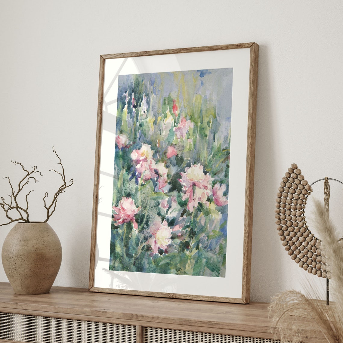 Fresh Pink Spring Flowers Loose Watercolor Garden Blooms Poster - Image 4