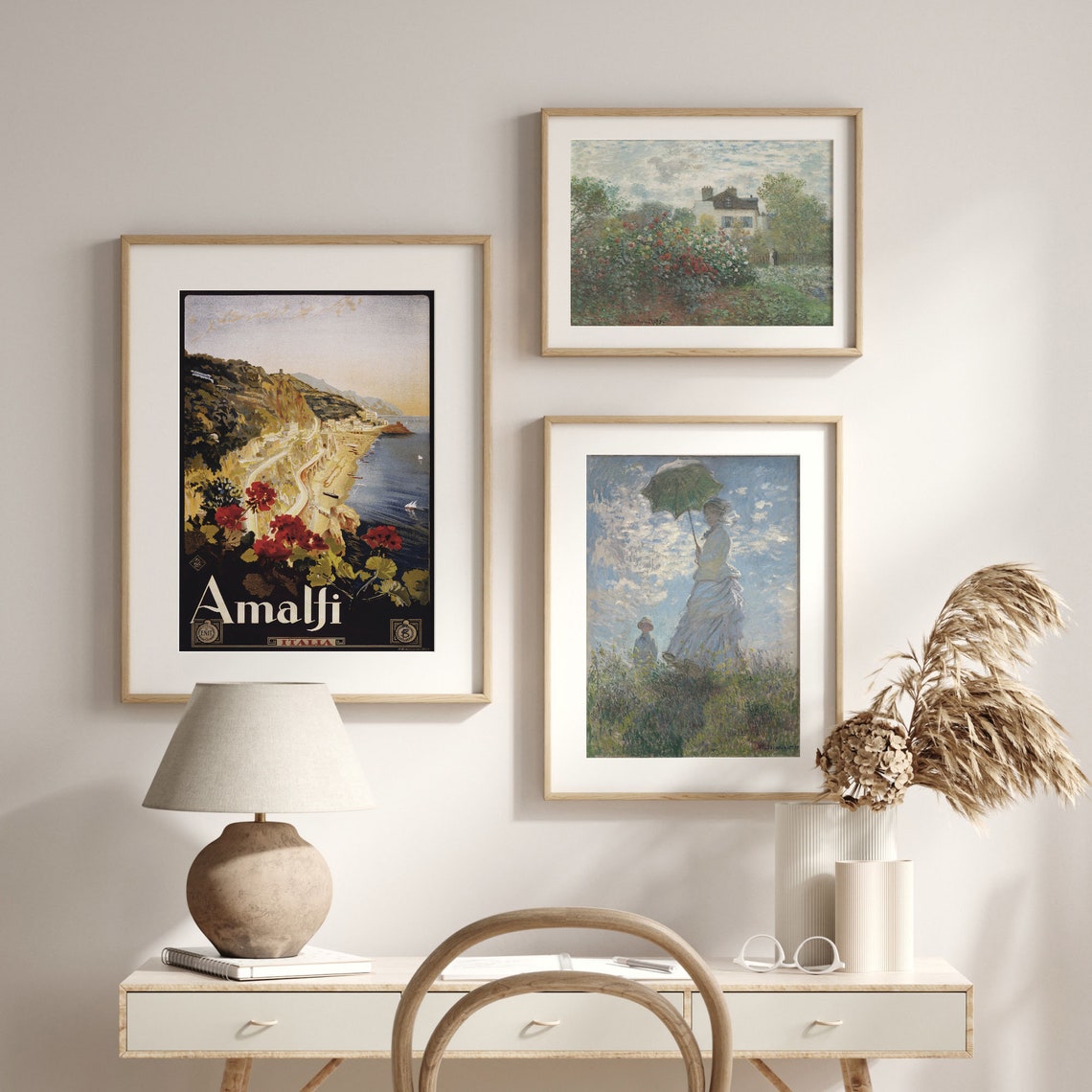 Vintage Amalfi Italia Travel Poster Coastal Cliffs at Sunset - Image 2