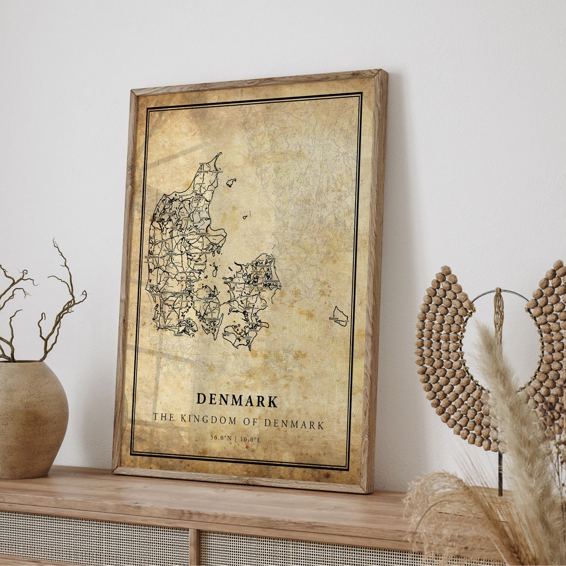 Denmark Kingdom Vintage Map Poster Aged Parchment Country Art - Image 4
