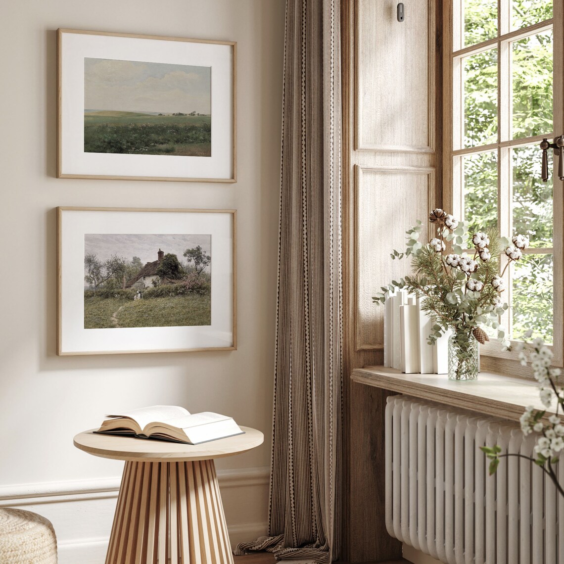 Vintage English Cottage Landscape Art Print, Farmhouse Decor - Image 3