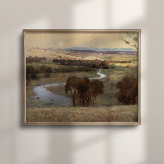 Rustic Farmhouse Decor Vintage Landscape Painting Antique Country Wall Art Traditional Home Decoration C16 187