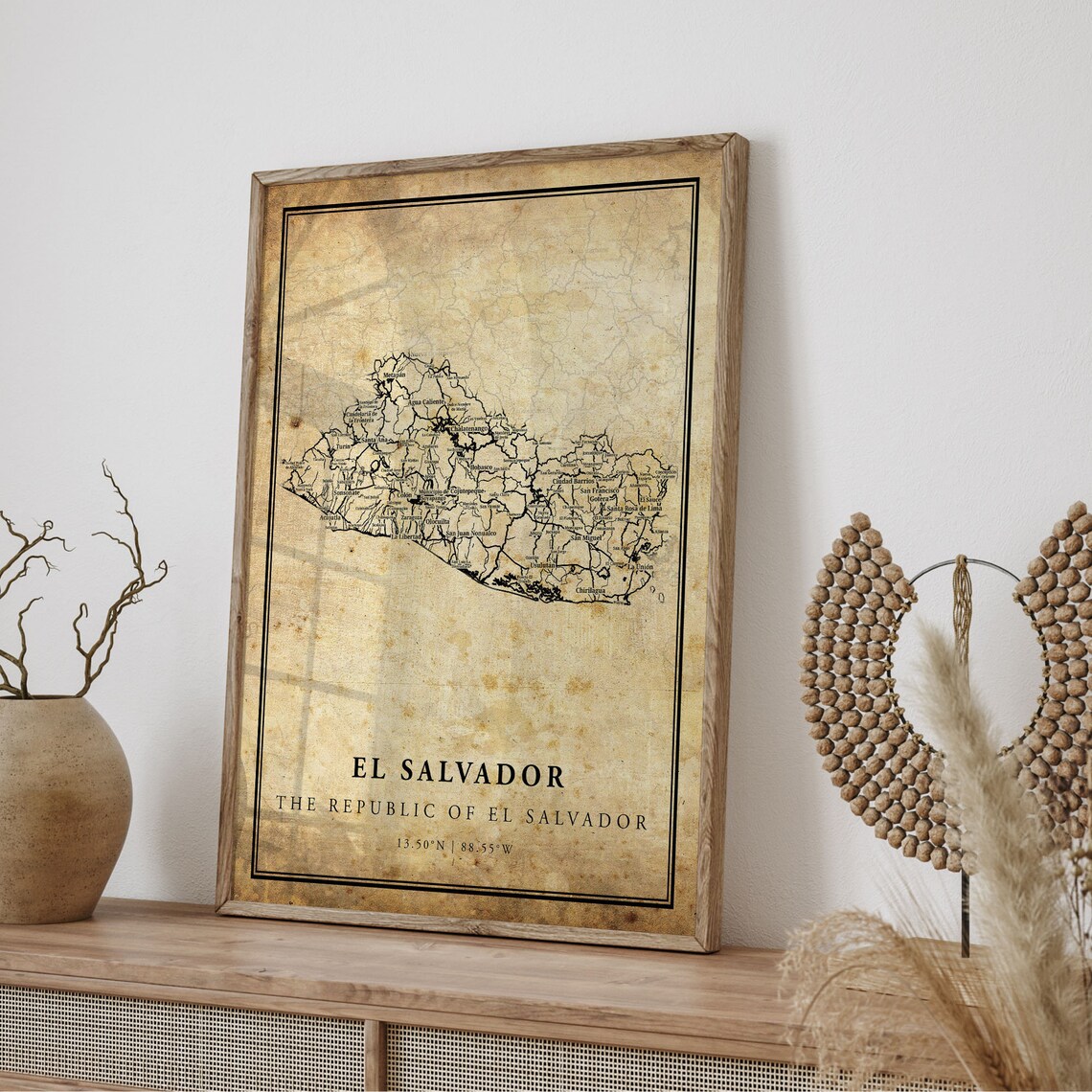 El Salvador Vintage Map Poster, Street Road Map - Image 4