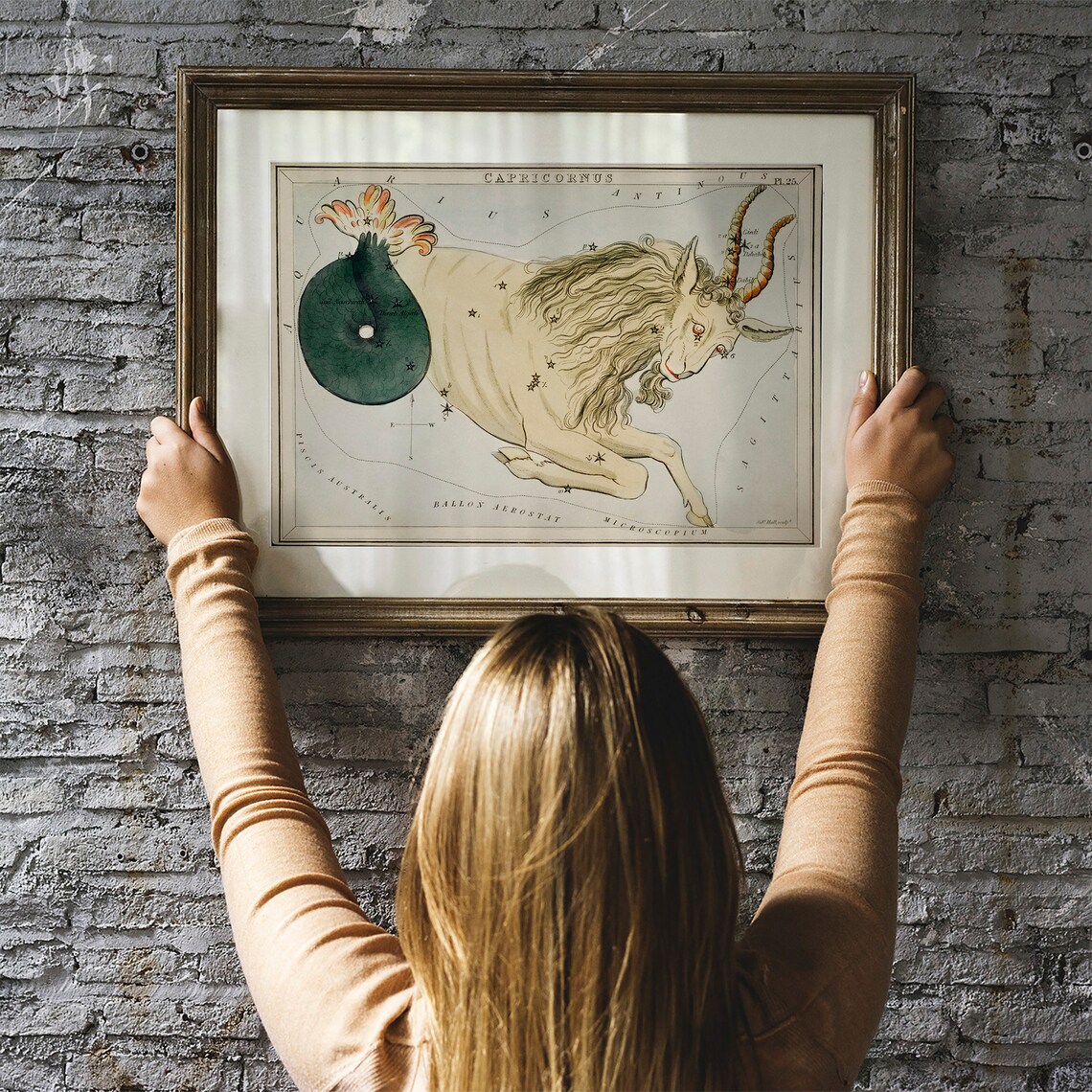 Capricornus Antique Space Painting Zodiac Art Print - Image 3