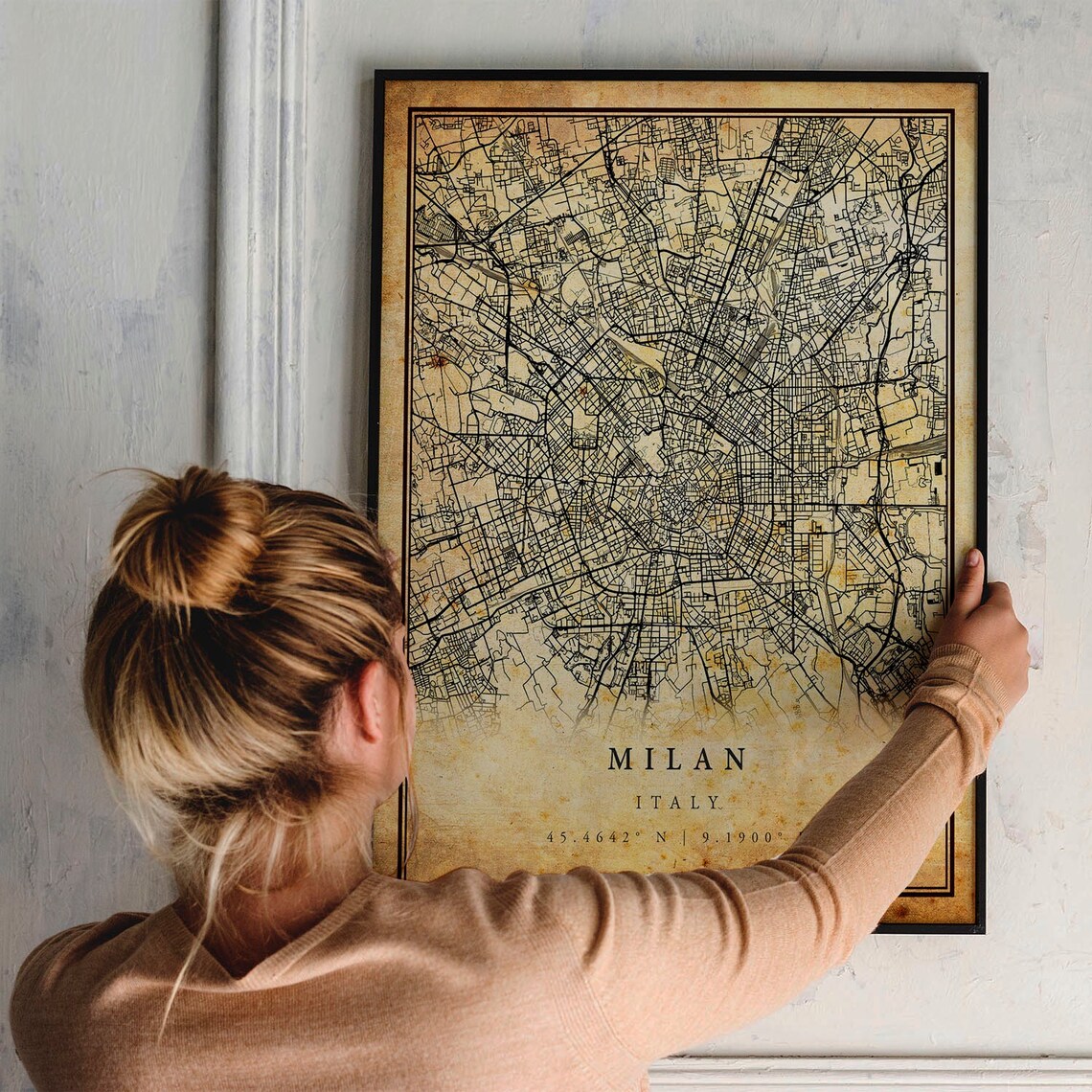 Milan Vintage Map Poster, Rustic Italy Travel Art - Image 2