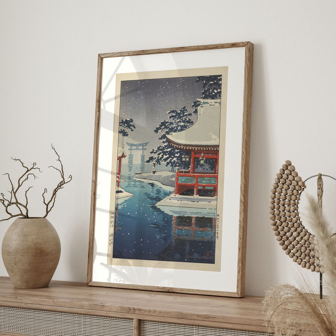 Tsuchiya Koitsu Miyajima in Falling Snow 1936 Japanese Art Poster - Image 4