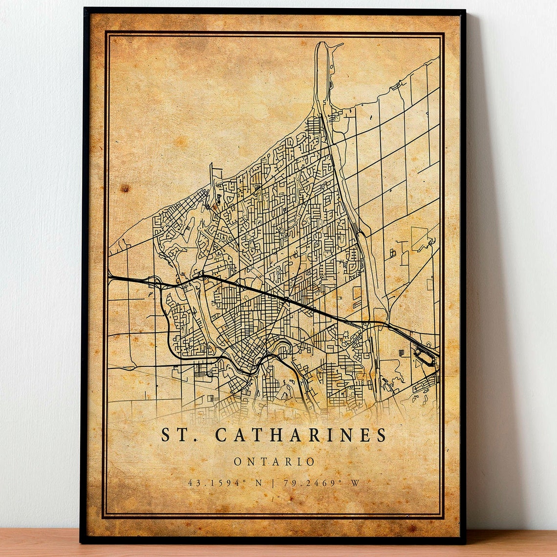 St. Catharines Ontario Vintage City Street Map Poster Travel Gift - Image 4