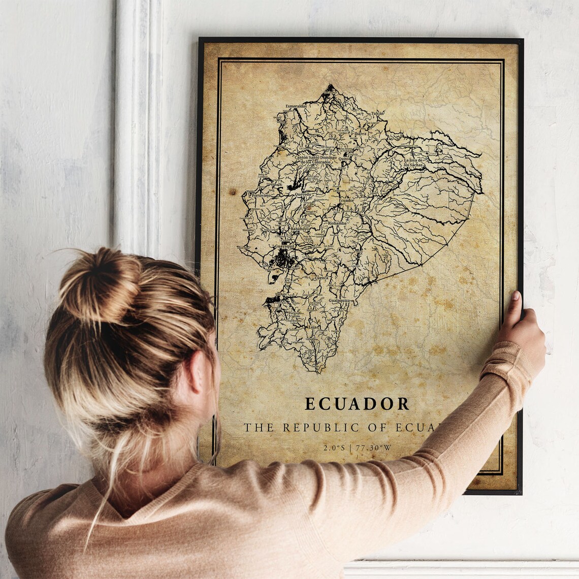 Ecuador Vintage Map Poster, Country Street Road Map - Image 2