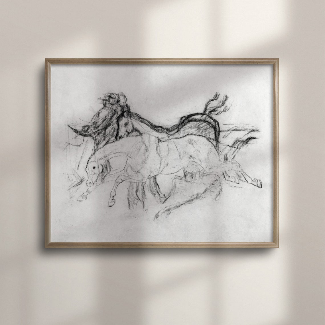 Galloping Horse Race Sketch Vintage Equestrian Drawing Poster