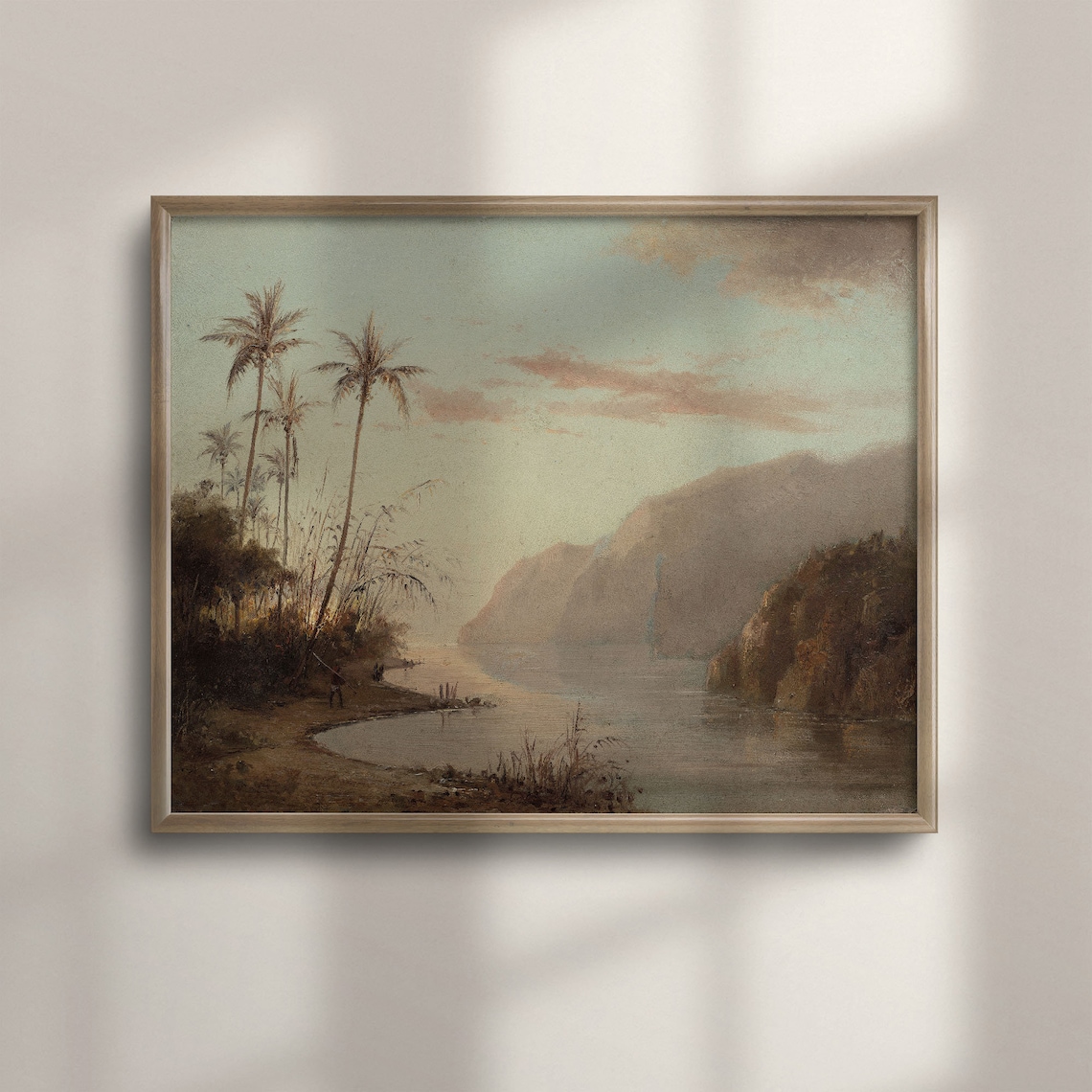 Rustic Tropical Wall Decor Warm Coastal Art Print Panoramic Landscape Muted Vintage Long Narrow Painting C16 253