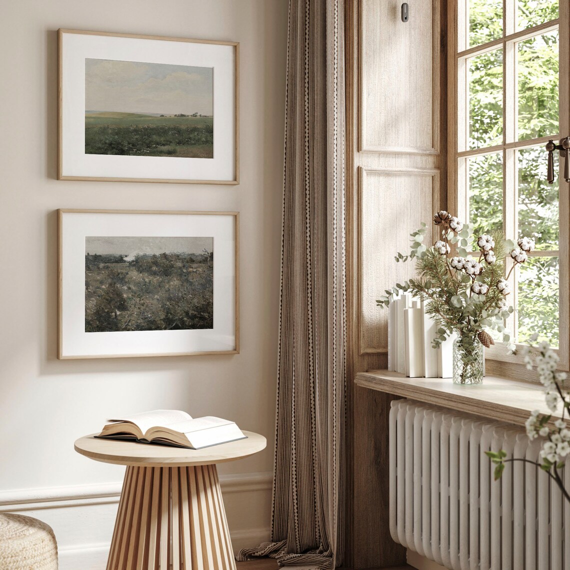 Vintage Meadow Landscape Art Print, Rustic Countryside - Image 3