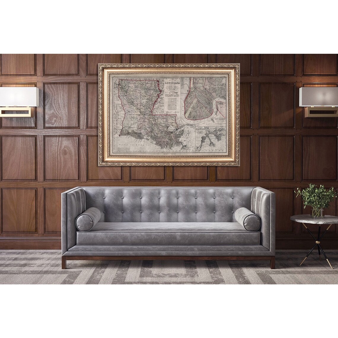 Louisiana Vintage Map Wall Art Print, 19th C - Image 3