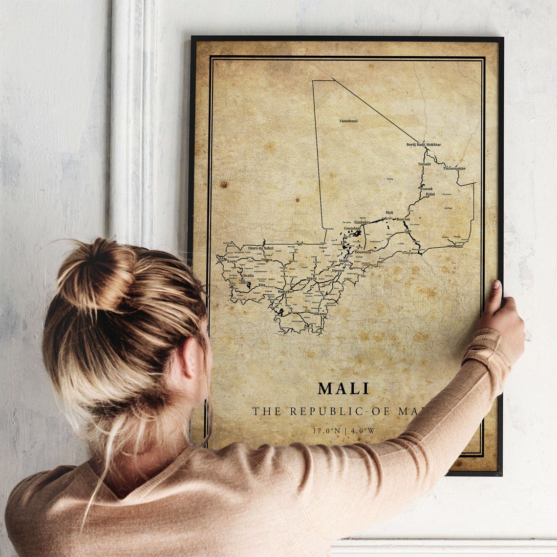 Mali Republic Vintage African Country Map Antique Parchment Poster - Image 2