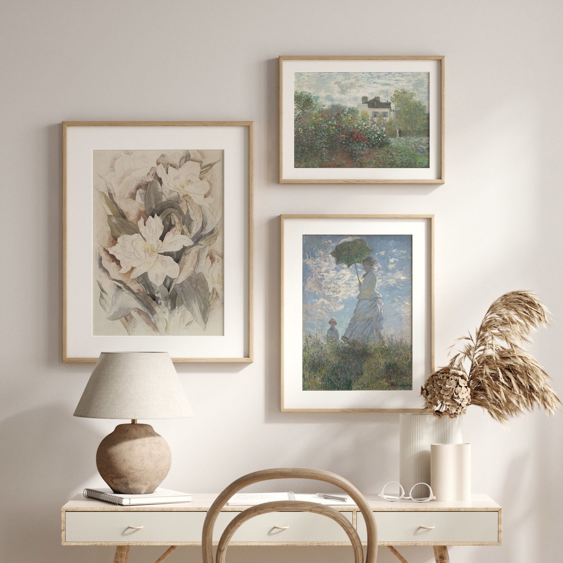 Soft Watercolor White Flowers in Muted Neutral Tones Floral Art Poster - Image 2