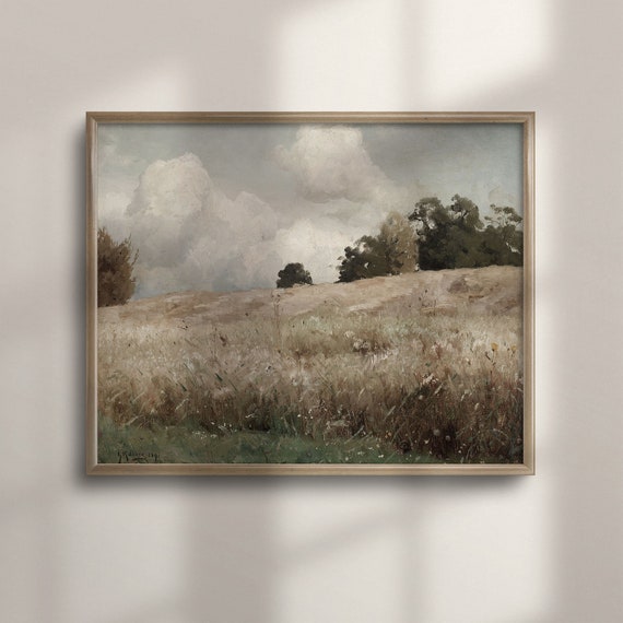 Rustic Country Landscape Painting Antique Farmhouse Wall Art Vintage Poster Unique Home Decor C16 2
