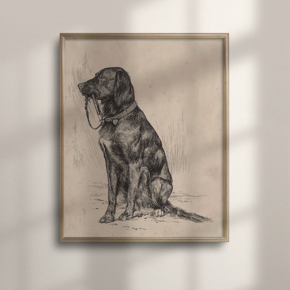 Vintage Black Labrador Art Print, Rustic Farmhouse Decor