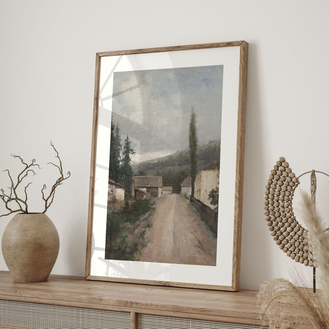 Rural Village Dirt Road Rolling Hills Vintage Landscape Poster - Image 4