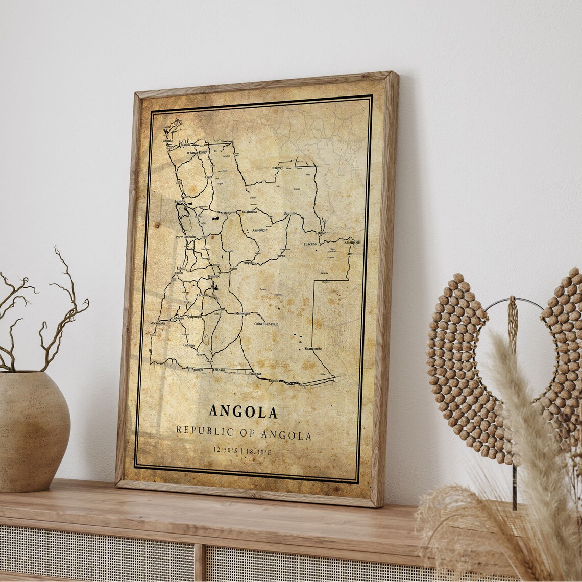 Angola Vintage Map Poster Print, Country Decor - Image 4