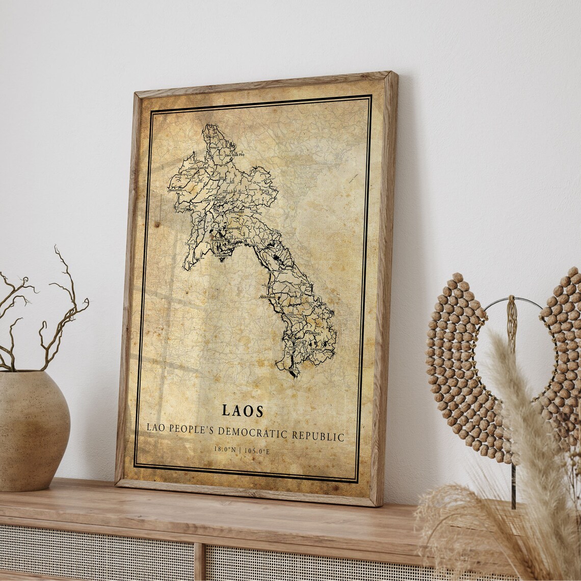 Laos Vintage Map Poster Print, Country Decor - Image 4