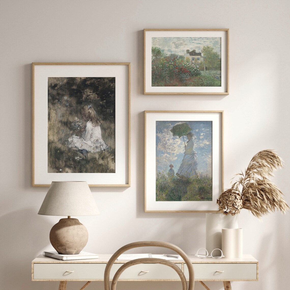 Young Girl Gathering Flowers in a Dark Moody Garden Painting Poster - Image 2