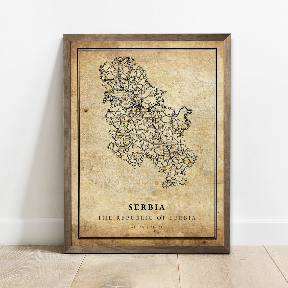 Serbia Vintage Map Poster, Travel Poster Art