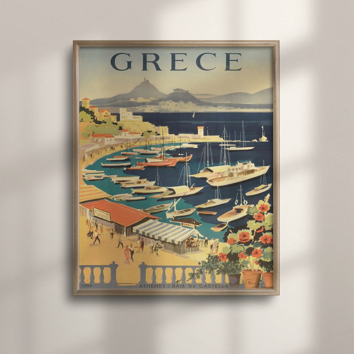 Vintage Greece Athens Castella Bay French Tourism Travel Poster