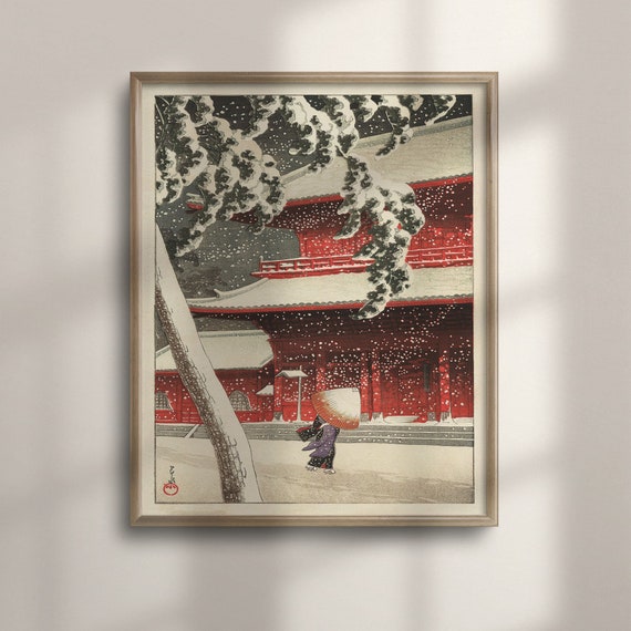 Kawase Hasui Ukiyo E Art Snow At Zojoji Temple Poster Japanese Wall Decor Oriental Living Room Artwork Japan Print C16 930