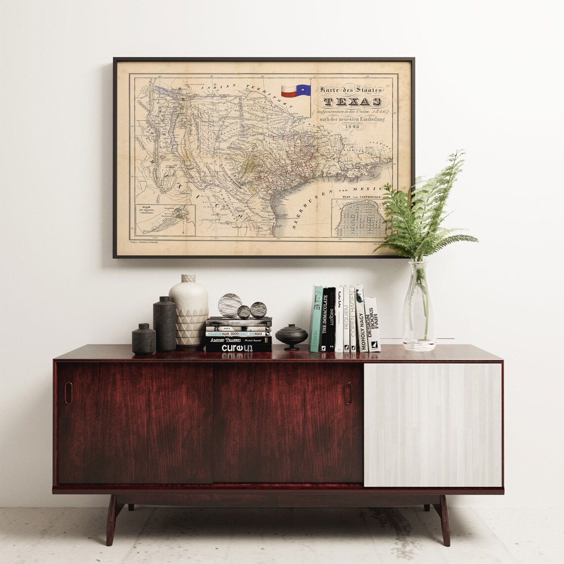 1849 Texas Map, Vintage Restoration Decor Art Print - Image 2