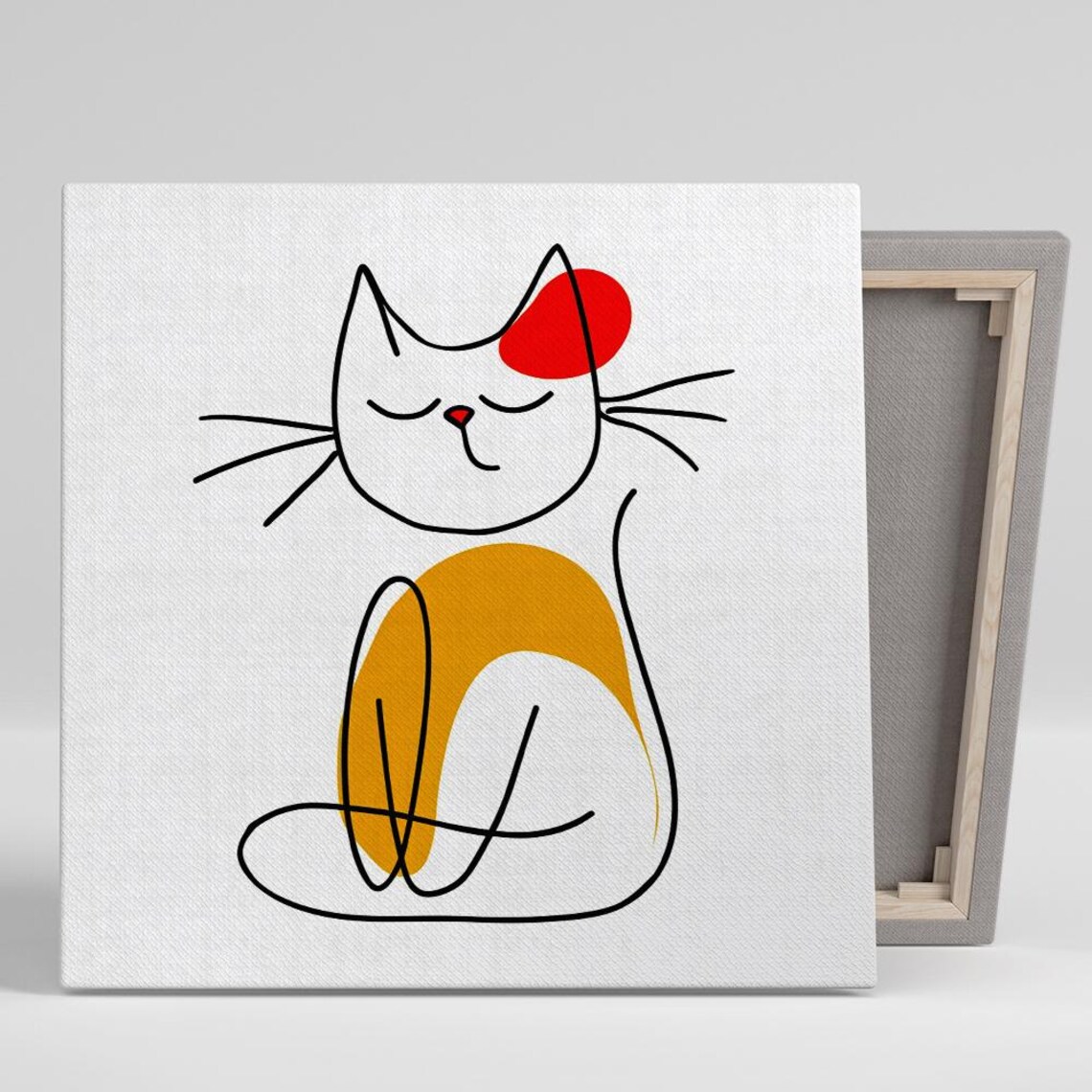 Zen Cat Art Print, Minimalist Contemporary Decor
