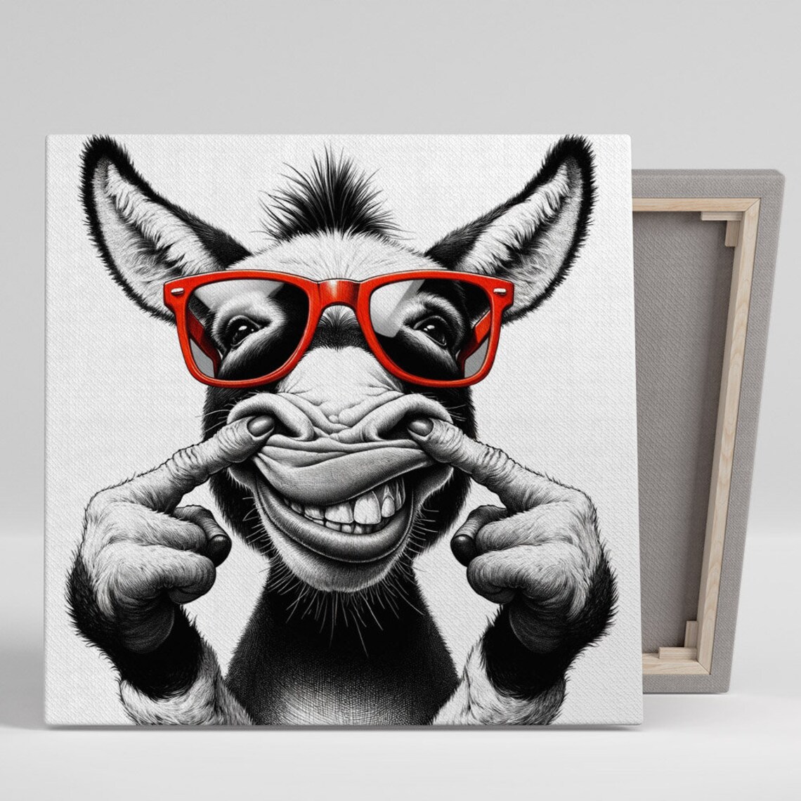Whimsical Donkey Teasing Poster, Modern Bathroom Decor