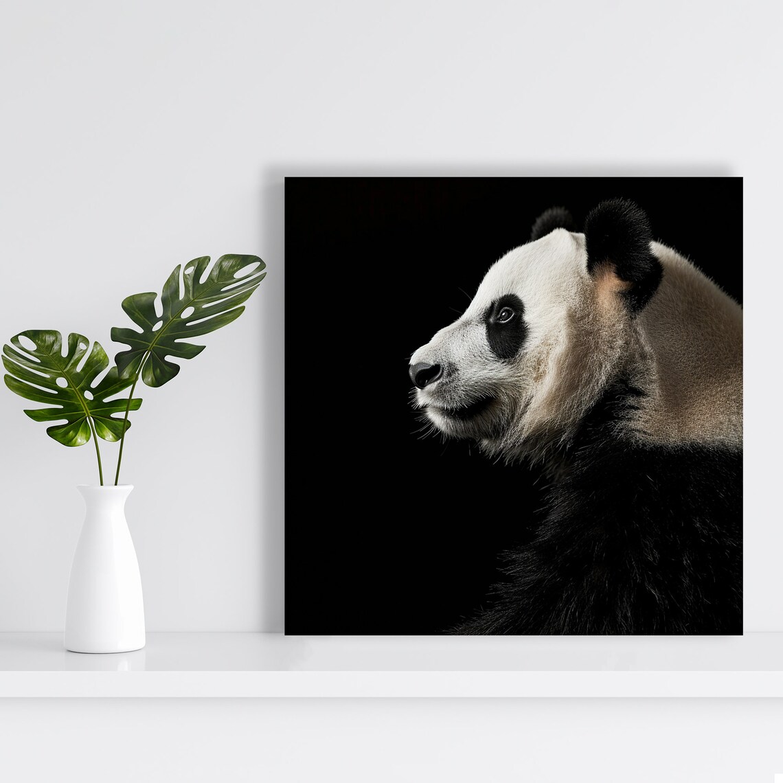 Giant Panda Profile Portrait Dramatic Black Background Photo Realism Poster - Image 2