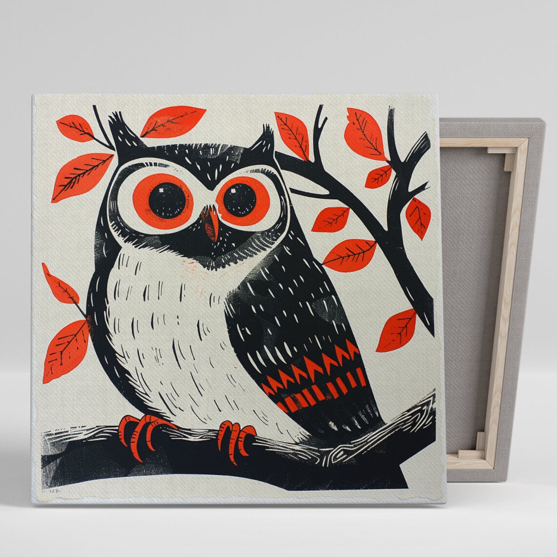 Wide-Eyed Autumn Owl Art Print, Whimsical Decor