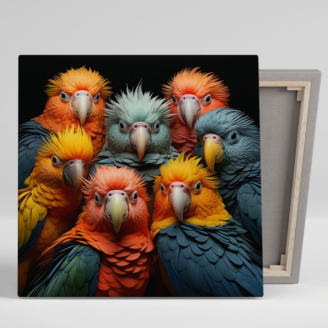 Colorful Parrots Group Portrait Vibrant Tropical Birds Wall Poster