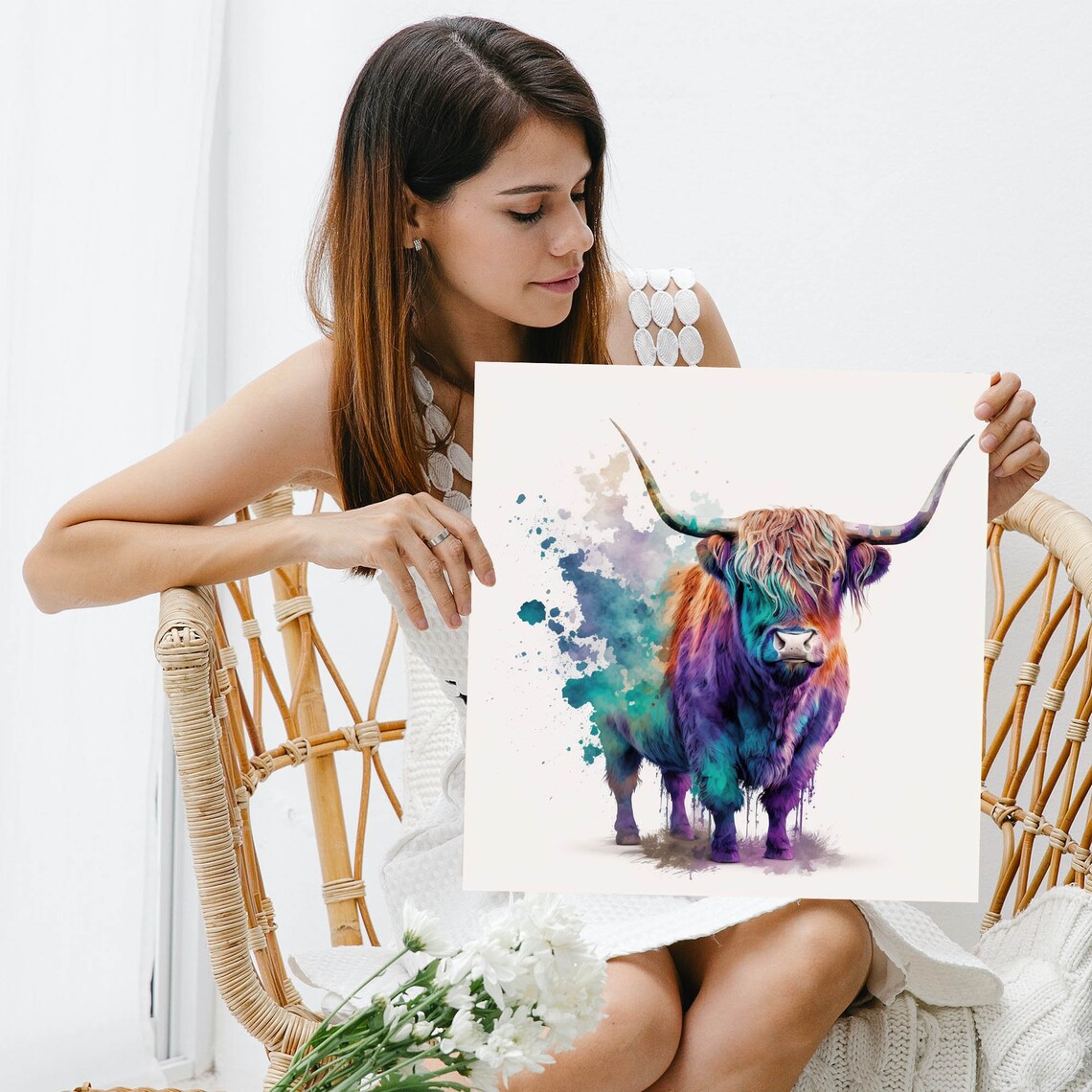 Highland Cow Watercolor Art Print, Scottish Farm Animal - Image 3