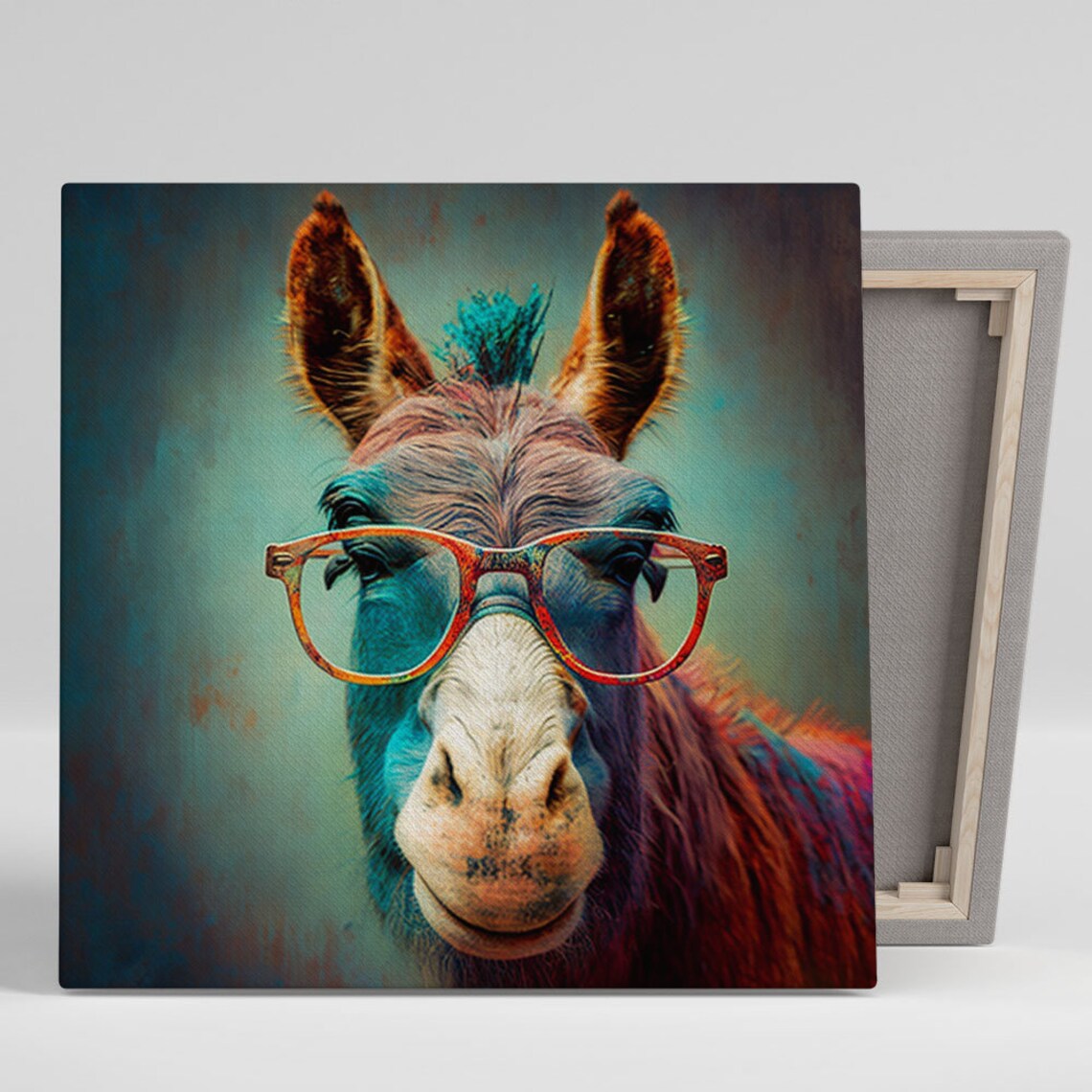 Donkey With Glasses Art Print, Modern Animal Decor