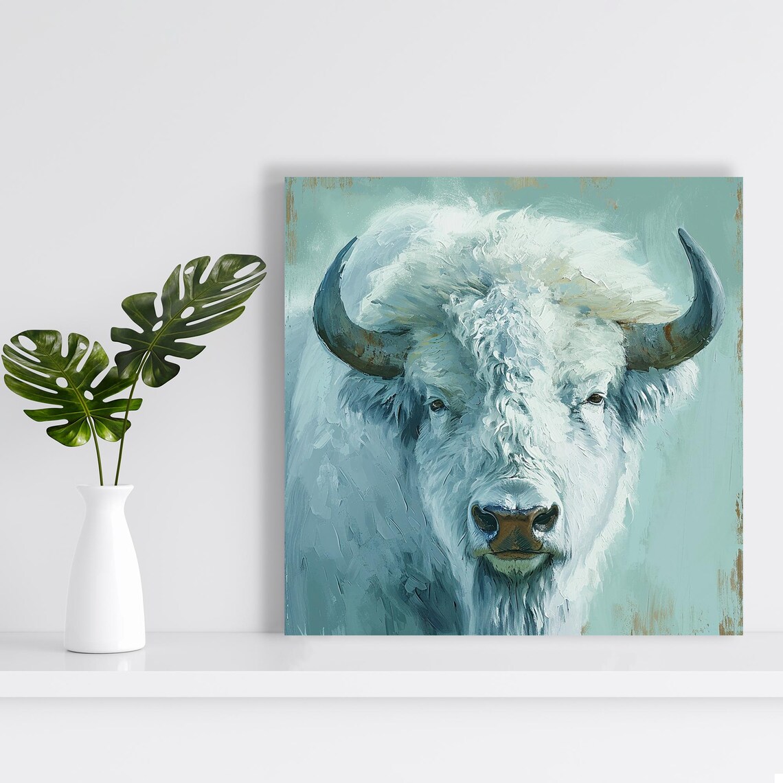Majestic White Bison Rustic Farmhouse Art Print - Image 2