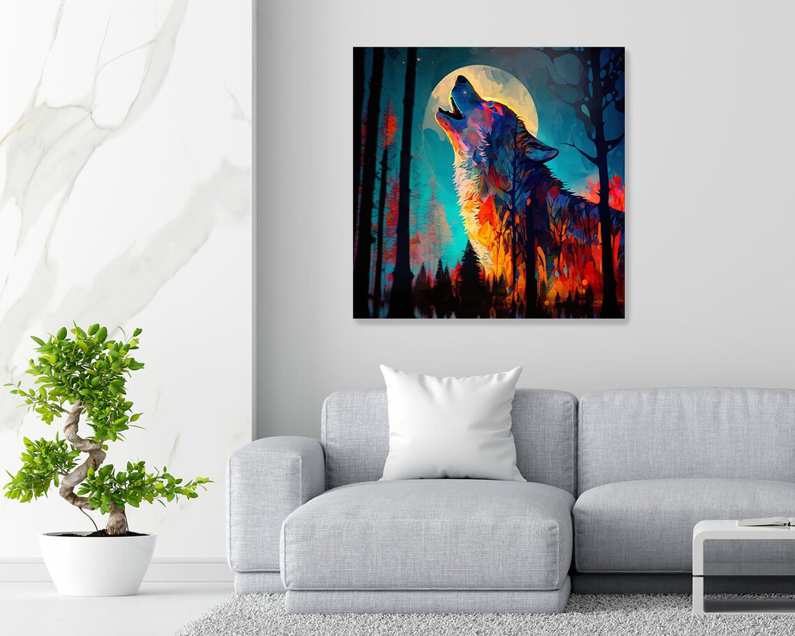 Howling Wolf Contemporary Art Print, Modern Decor - Image 4