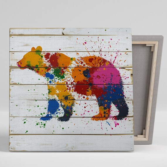 Bear Abstract Wildlife Art Print, Kids Room Decor