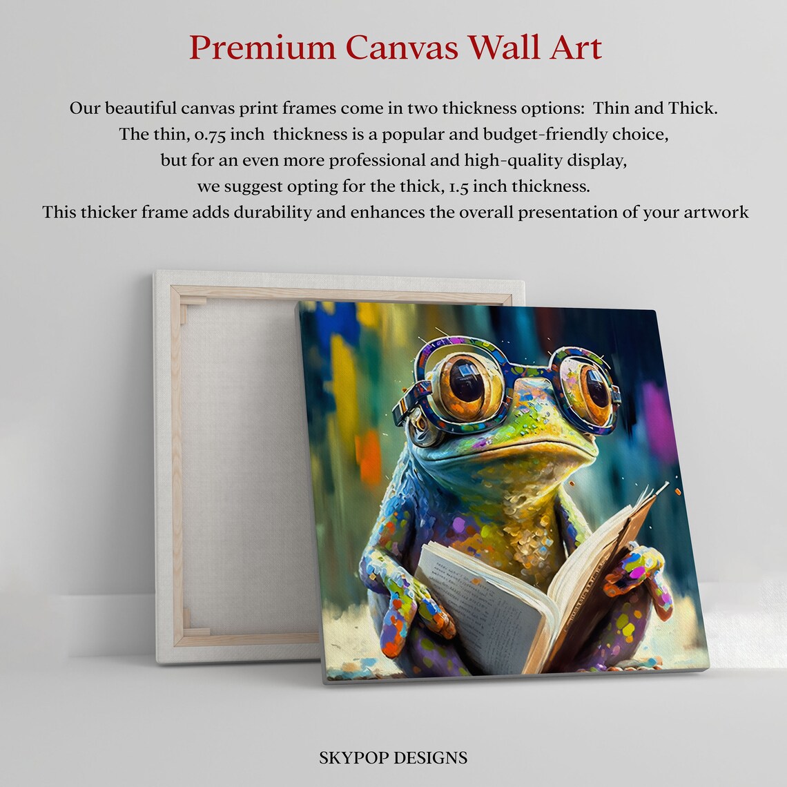 Clever Frog With Glasses, Office Decor Wall Art Print - Image 3