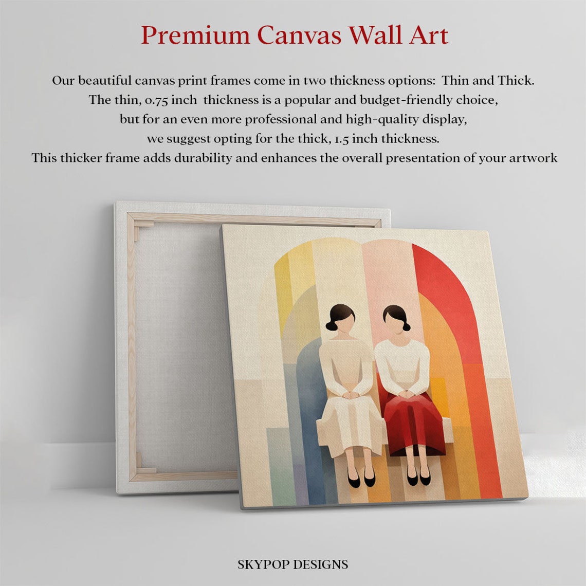 Two Seated Women Under Colorful Arches Mid Century Modern Art Poster - Image 2